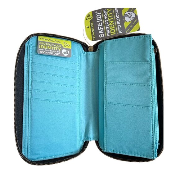 NEW IN BOX Travelon Black Safe ID RFID Blocking Zippered Wallet Wristlet - Picture 7 of 10